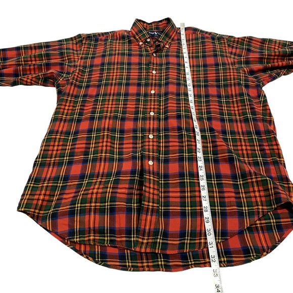 Ralph‎ Lauren Blake Red Plaid Flannel Button Down Shirt Men's Size M - Picture 7 of 7